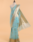 Firozi Butta Saree in Kora Silk