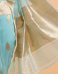 Firozi Butta Saree in Kora Silk