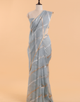 Sky Blue Lehariya Saree in Kora Silk