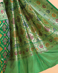 Bottle Green Patola Saree in Silk