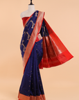 Navy Blue Lehariya Saree in Silk