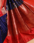 Navy Blue Lehariya Saree in Silk