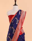 Navy Blue Lehariya Saree in Silk