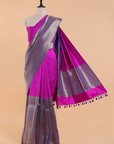 Magenta Plain Saree in Silk