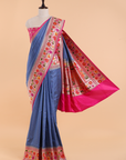 Navy Blue Paithani Saree in Silk
