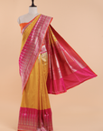 Mustard Yellow Plain Saree in Silk