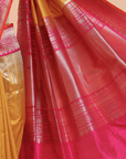 Mustard Yellow Plain Saree in Silk
