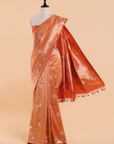Rust Brocade Saree In Silk