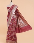 Burgundy Butta Saree in Georgette Tussar