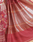 Burgundy Butta Saree in Georgette Tussar