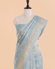 Sky Blue Jaal Saree In Georgette Tussar