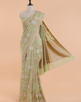 Pista Green Jaal Saree in Georgette