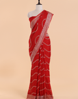 Red Lehariya Saree in Georgette