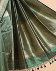 Bottle Green Brocade Saree In Silk