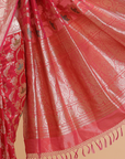 Strawberry Pink Jaal Saree in Silk