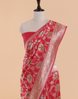 Strawberry Pink Jaal Saree in Silk