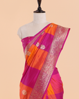 Orange Checks Butta Saree in Silk
