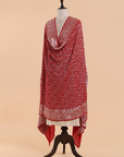 Red Jaal Bandhani Dupatta in Georgette
