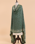 Bottle Green Jaal Bandhani Dupatta in Georgette