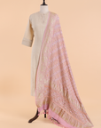Light Pink Jaal Bandhani Dupatta in Georgette
