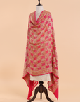 Coral Pink Jaal Bandhani Dupatta in Georgette