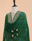 Green Plain Bandhani Dupatta in Georgette