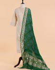 Green Plain Bandhani Dupatta in Georgette