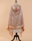 Tomato Red Rangkat Dupatta in Tissue Silk