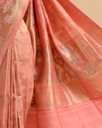 Peach Jaal Saree in Georgette Tussar