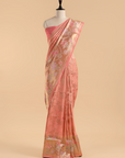 Peach Jaal Saree in Georgette Tussar
