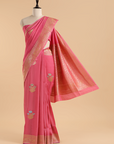 Gajar Pink Butta Saree in Georgette Tussar