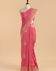 Gajar Pink Butta Saree in Georgette Tussar