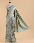 Sky Blue Jaal Saree in Georgette Tussar