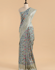 Sky Blue Jaal Saree in Georgette Tussar