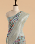 Sky Blue Jaal Saree in Georgette Tussar