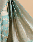 Sky Blue Jaal Saree in Silk