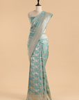 Sky Blue Jaal Saree in Silk