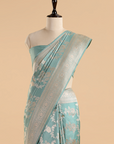 Sky Blue Jaal Saree in Silk