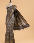 Wine Brocade Saree In Silk