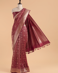 Maroon Brocade Saree In Silk