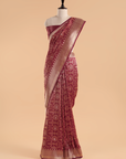 Maroon Brocade Saree In Silk