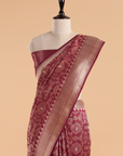 Maroon Brocade Saree In Silk