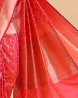 Coral Pink Jaal Saree in Silk