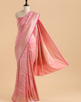 Light Pink Lehariya Saree in Silk
