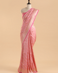 Light Pink Lehariya Saree in Silk