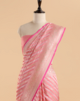 Light Pink Lehariya Saree in Silk