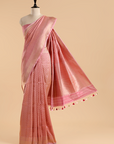 Light Pink Brocade Saree In Silk