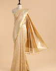 Cream Brocade Saree In Silk