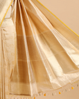 Cream Brocade Saree In Silk