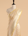 Cream Brocade Saree In Silk